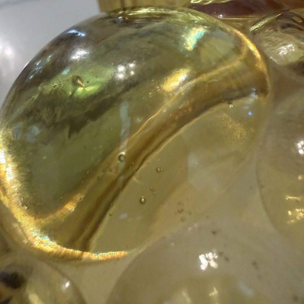 Vintage Golden Amber Glass Canister Cookie Jar Gothic Arch Apothecary 11